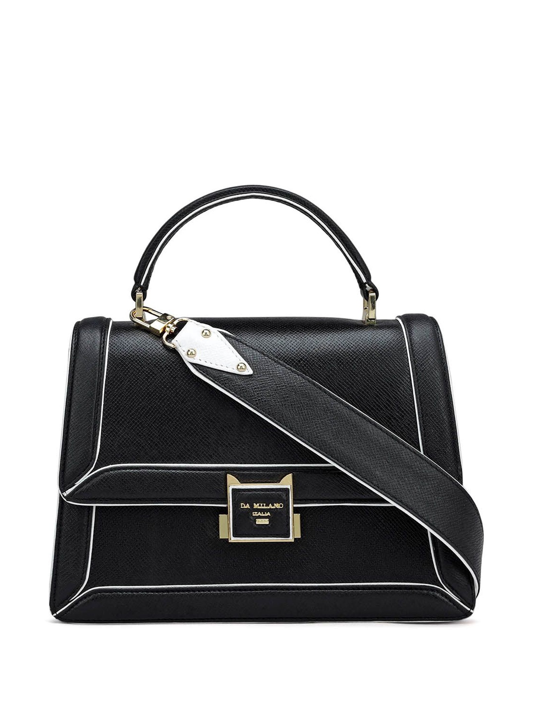 

Da Milano Leather Structured Satchel, Black