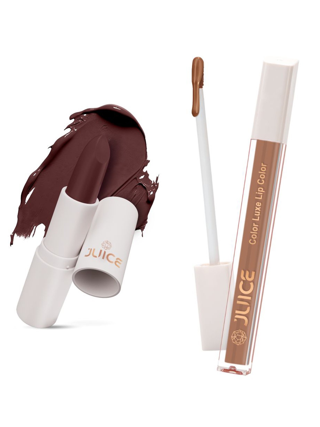 

JUICE Set of Color Luxe Lip Color 2.5ml & Kiss Sensation Lipstick 4g - Shade M06 & M18, Brown