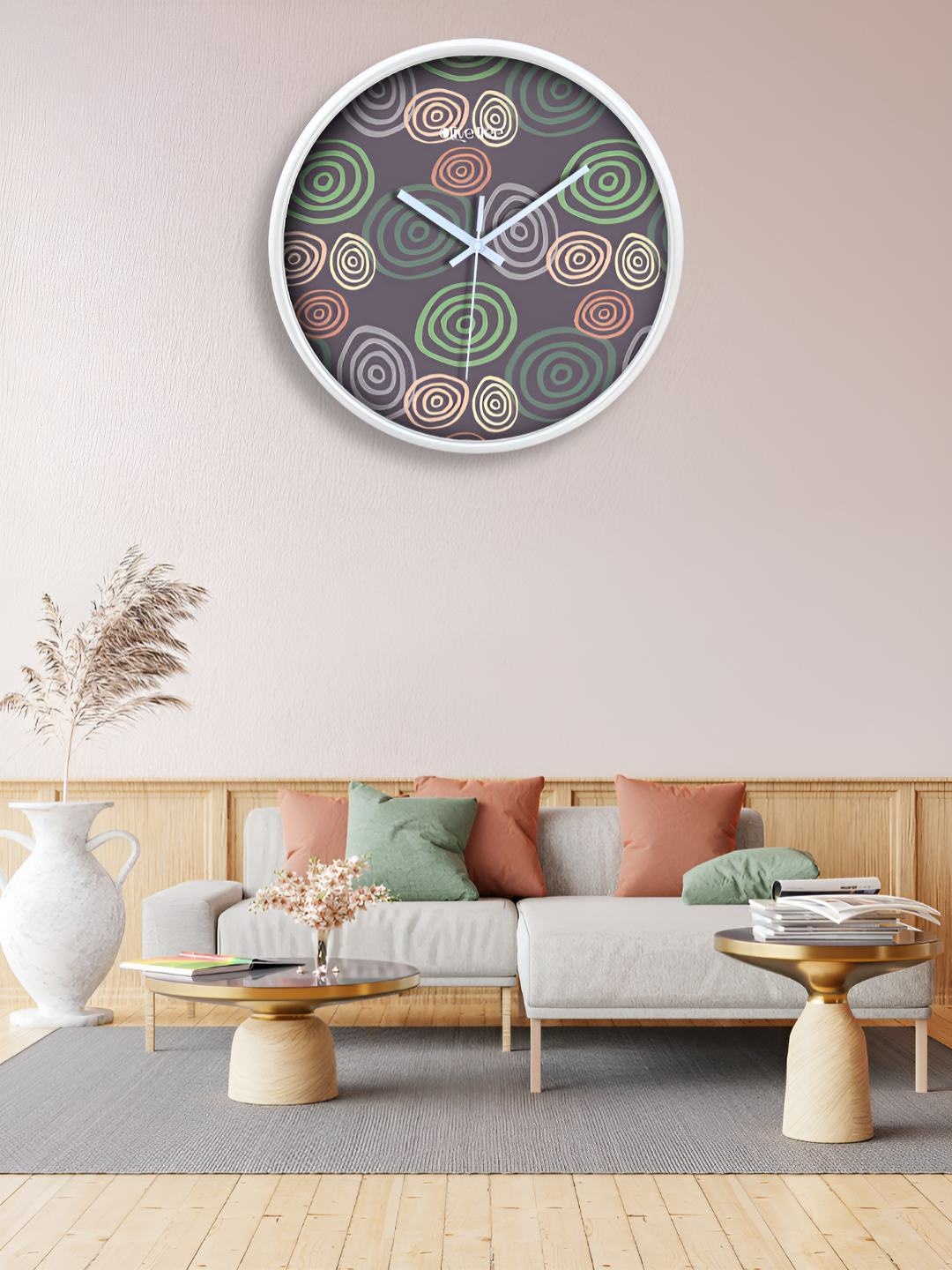 

OLIVE TREE White & Brown Printed Analogue Contemporary Wall Clock