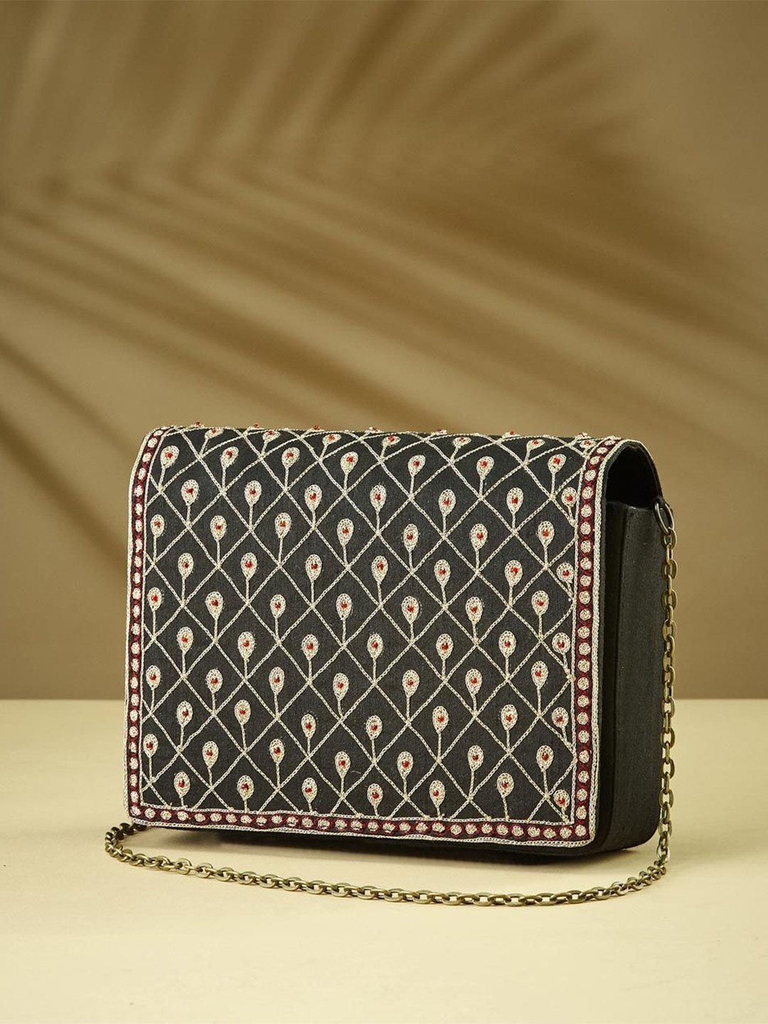 

Fabindia Embroidered Purse Clutch, Black
