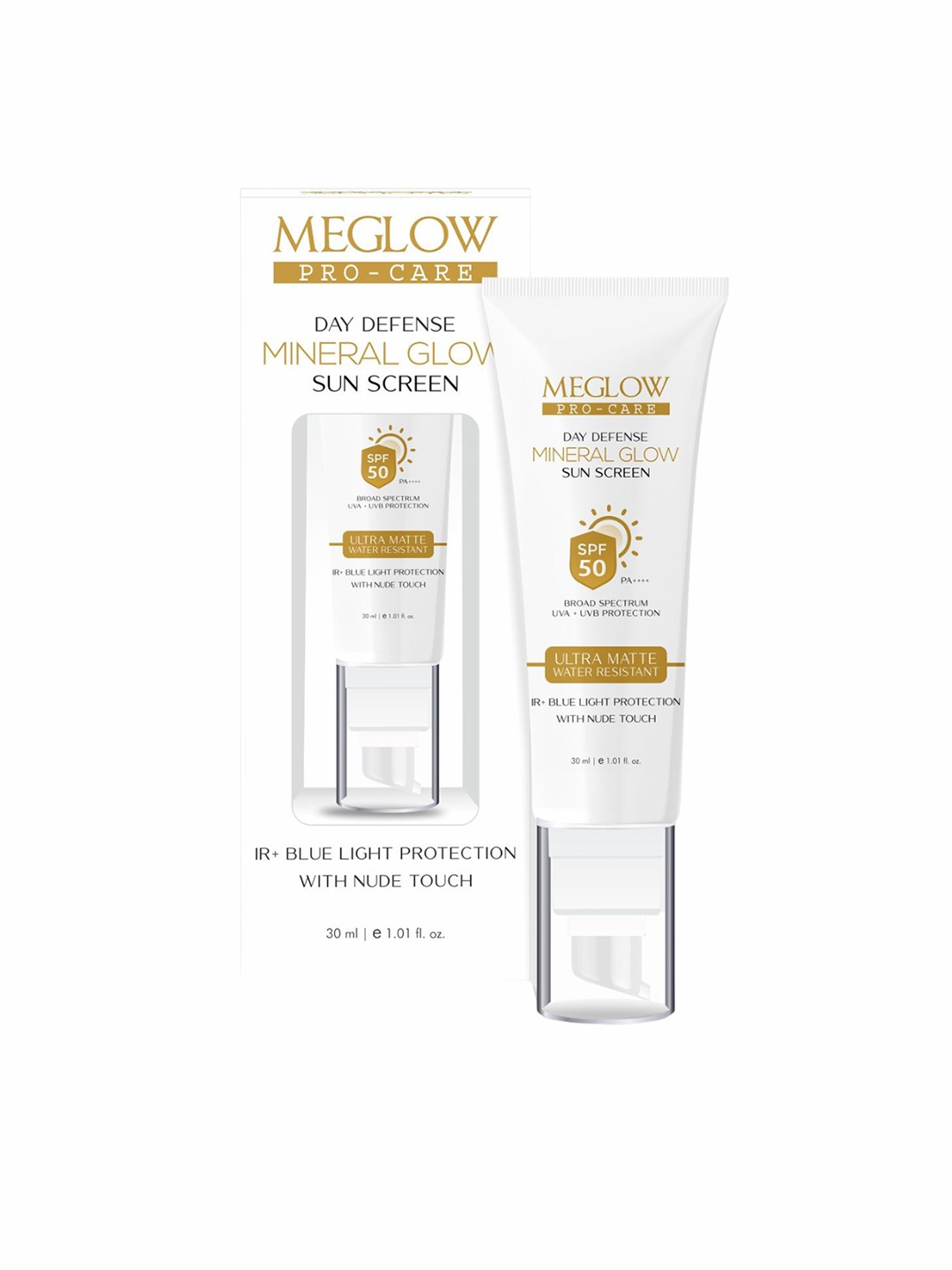 

MEGLOW Mineral Glow Pro-Care Ultra Matte Sunscreen - 30ml, White