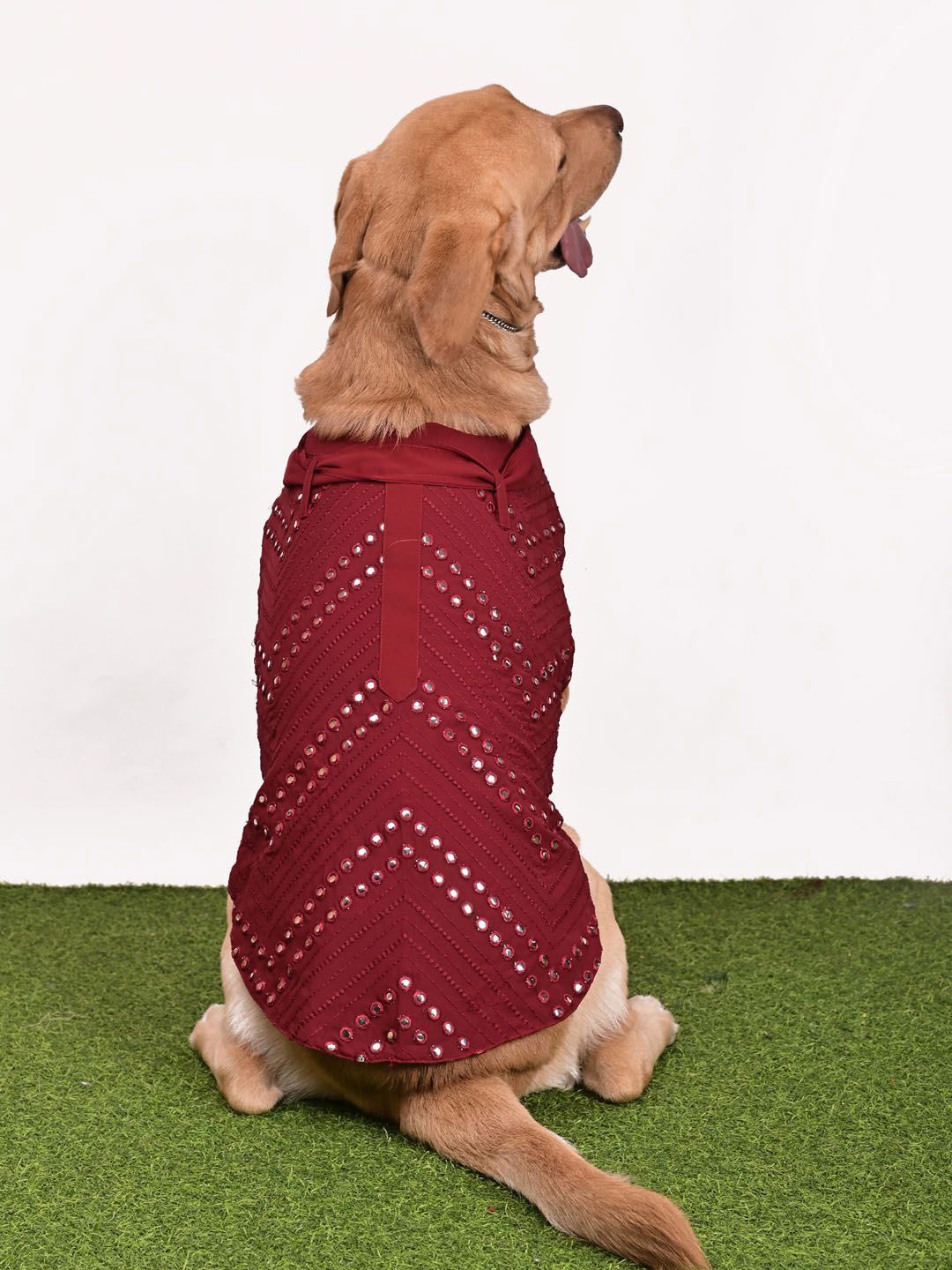 

VASTRAMAY Mirror Work Embroidered Dog Dress, Maroon