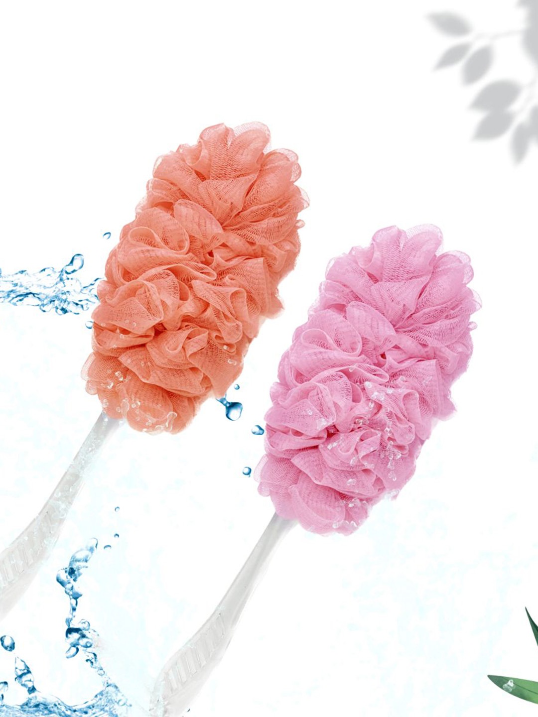 

CareDone Set of 2 Soft Long Loofah with Handle, Orange