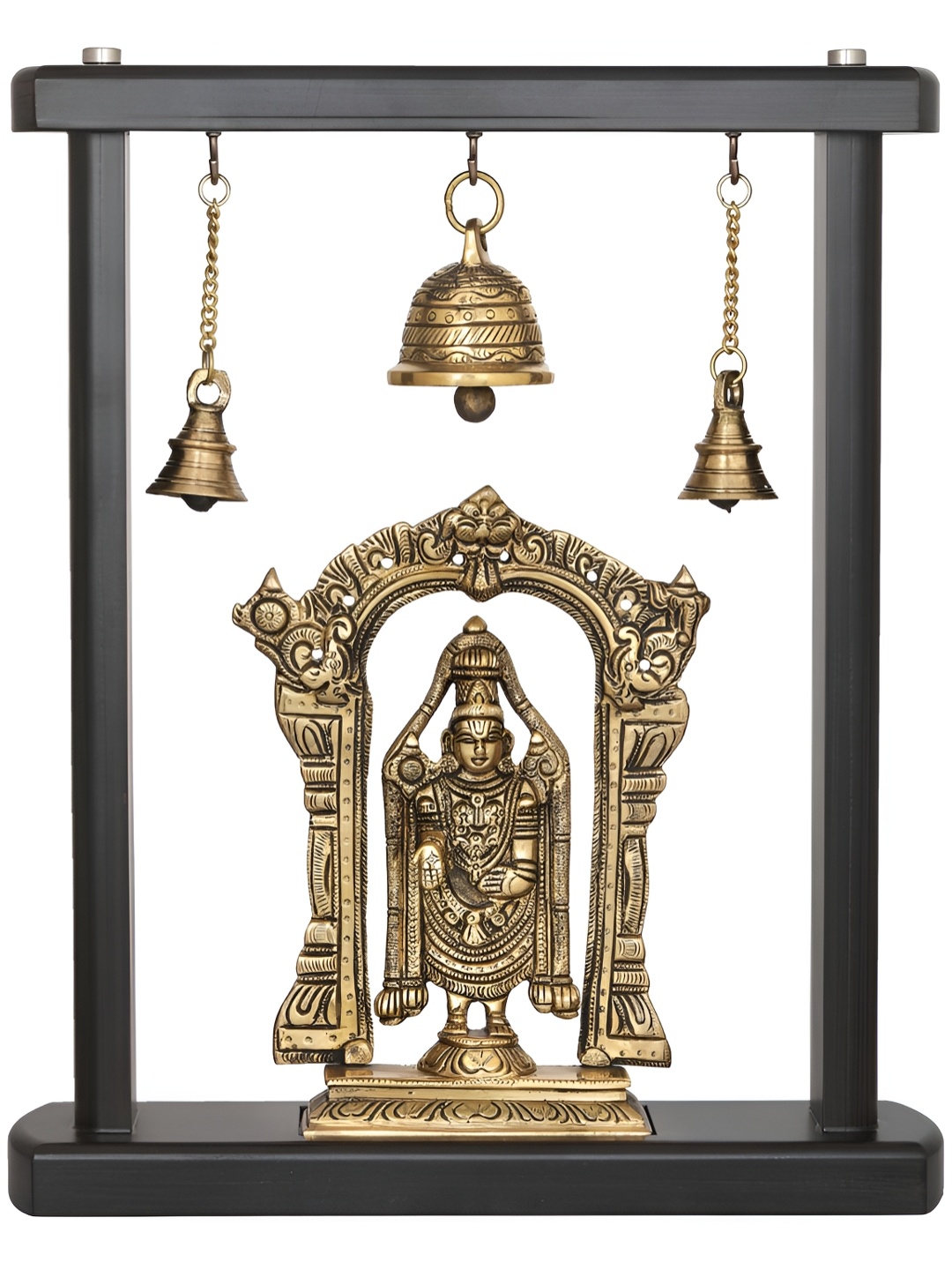 

Exotic India Gold-Toned Lord Balaji Religious Wooden Framed Idol Showpiece