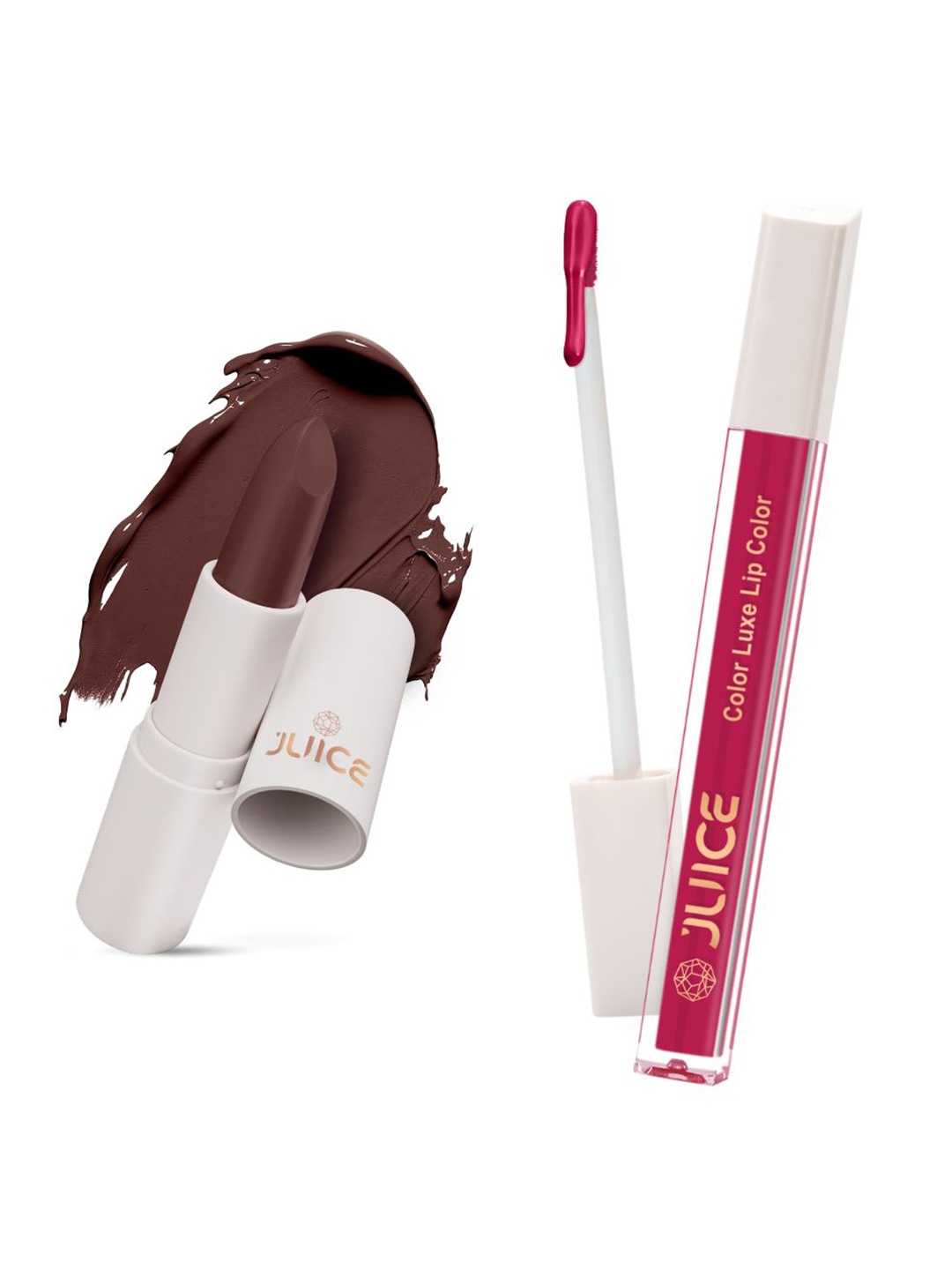 

JUICE Set of Color Luxe Lip Color 2.5ml & Kiss Sensation Lipstick 4g - Shade M18 & M05, Brown