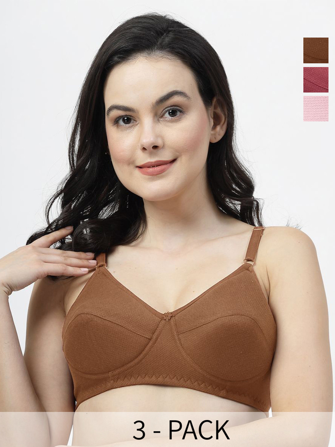 

SHYAM SONS FLAIR Pack Of 3 Bra Full Coverage Lightly Everyday Padded, Brown
