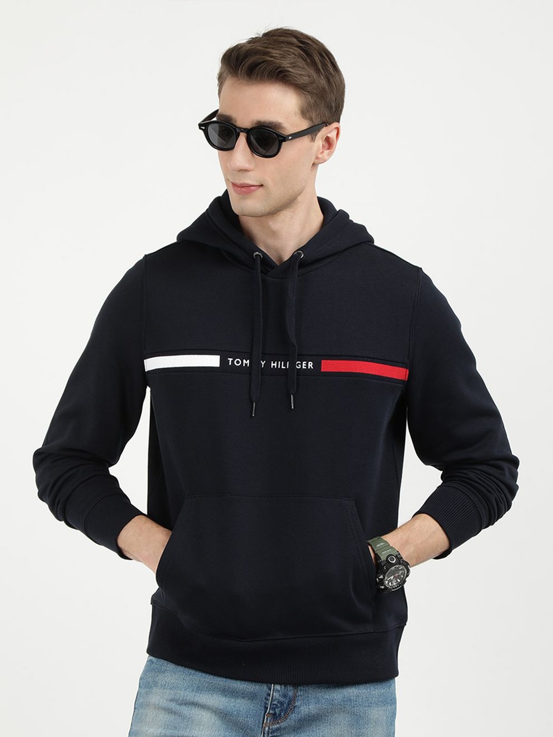 

Tommy Hilfiger Men Solid Hooded Sweatshirt, Blue