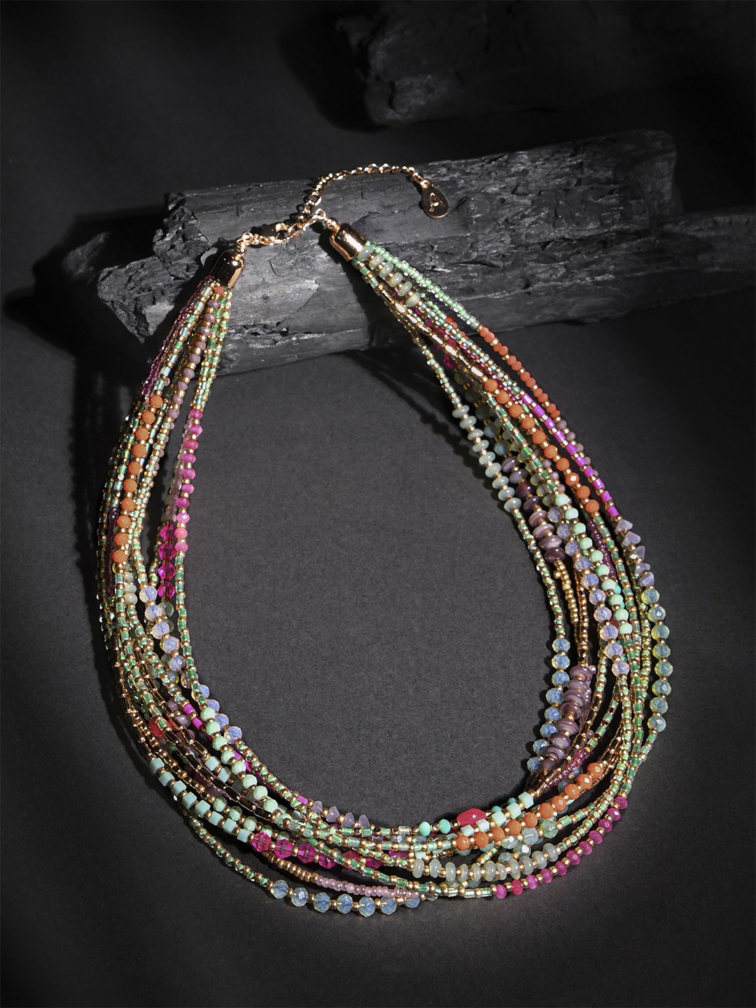 

Accessorize London Beaded Layered Collar Necklace, Gold