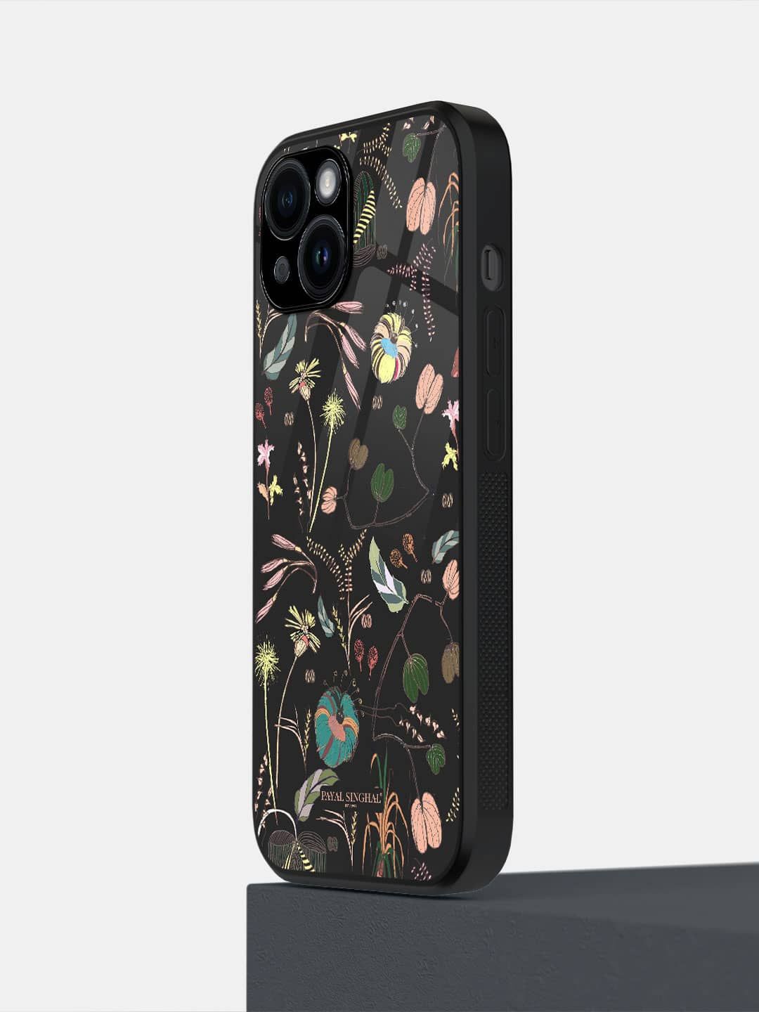 

macmerise Floral Printed iPhone 14 Back Case Mobile Accessories, Black