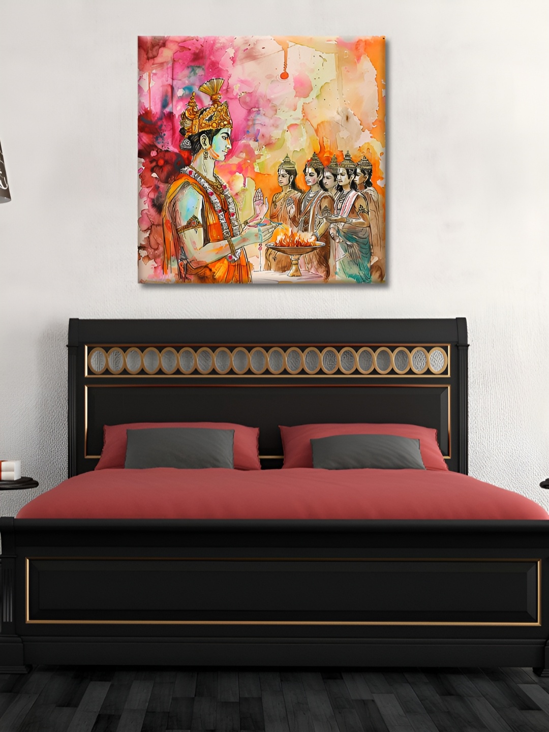 

OLIVE TREE Pink & Blue Religious Wooden Framed Canvas Painting Wall Art