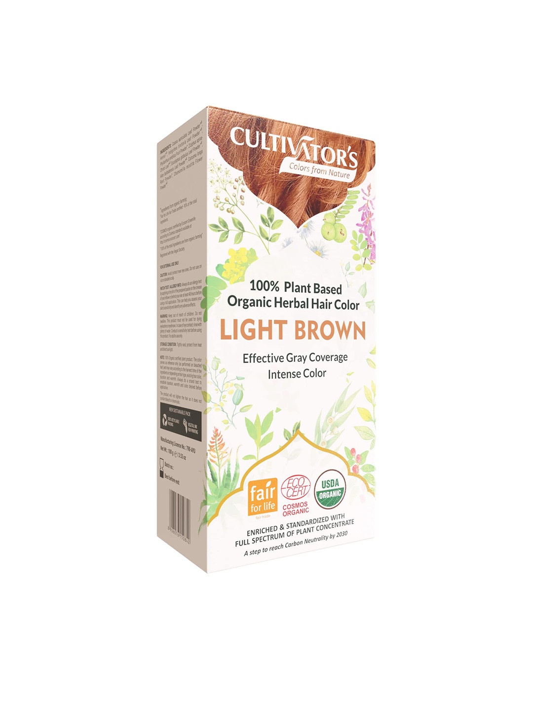 

Cultivators Long-Lasting Organic Hair Color Powder 100g - Light Brown, White