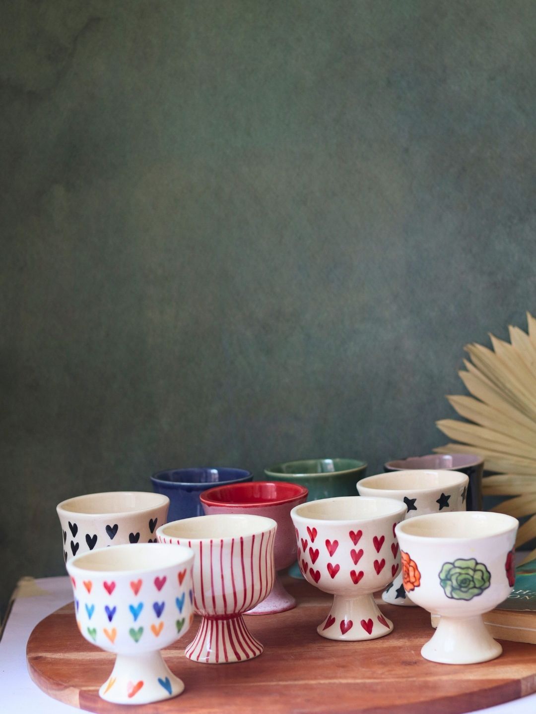 

WEAVING HOMES White & Red 10 Pieces Printed Ceramic Goblets