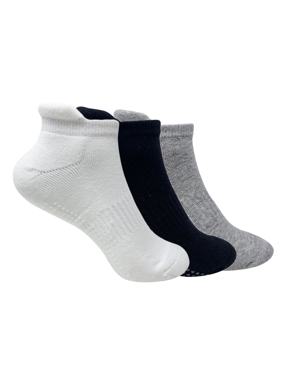 

Mint & Oak Unisex Pack Of 3 Non-Slip Ankle Length Socks, Black