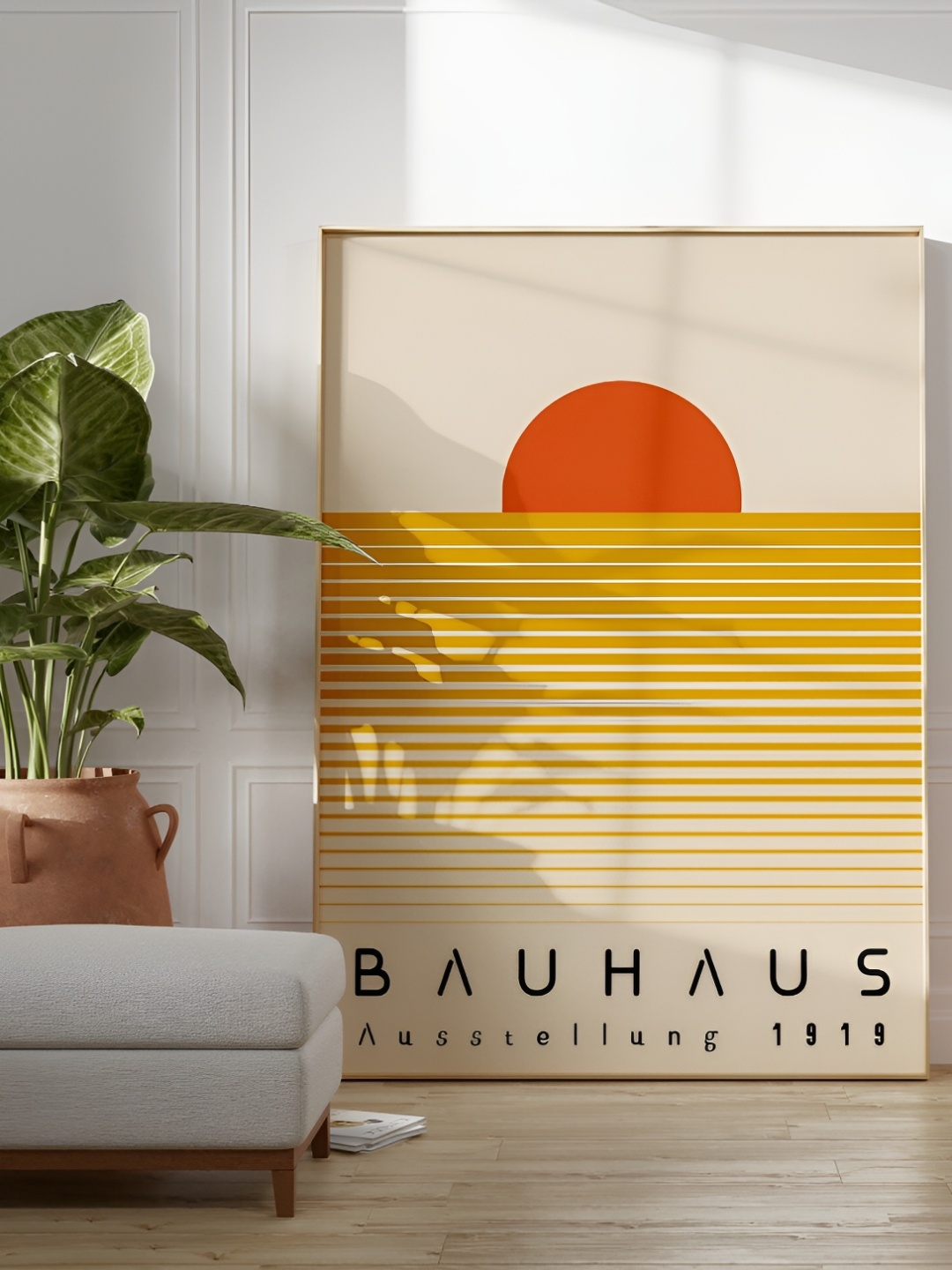 

SAF Off White & Yellow 1 Piece Wood Abstract Wall Paintings
