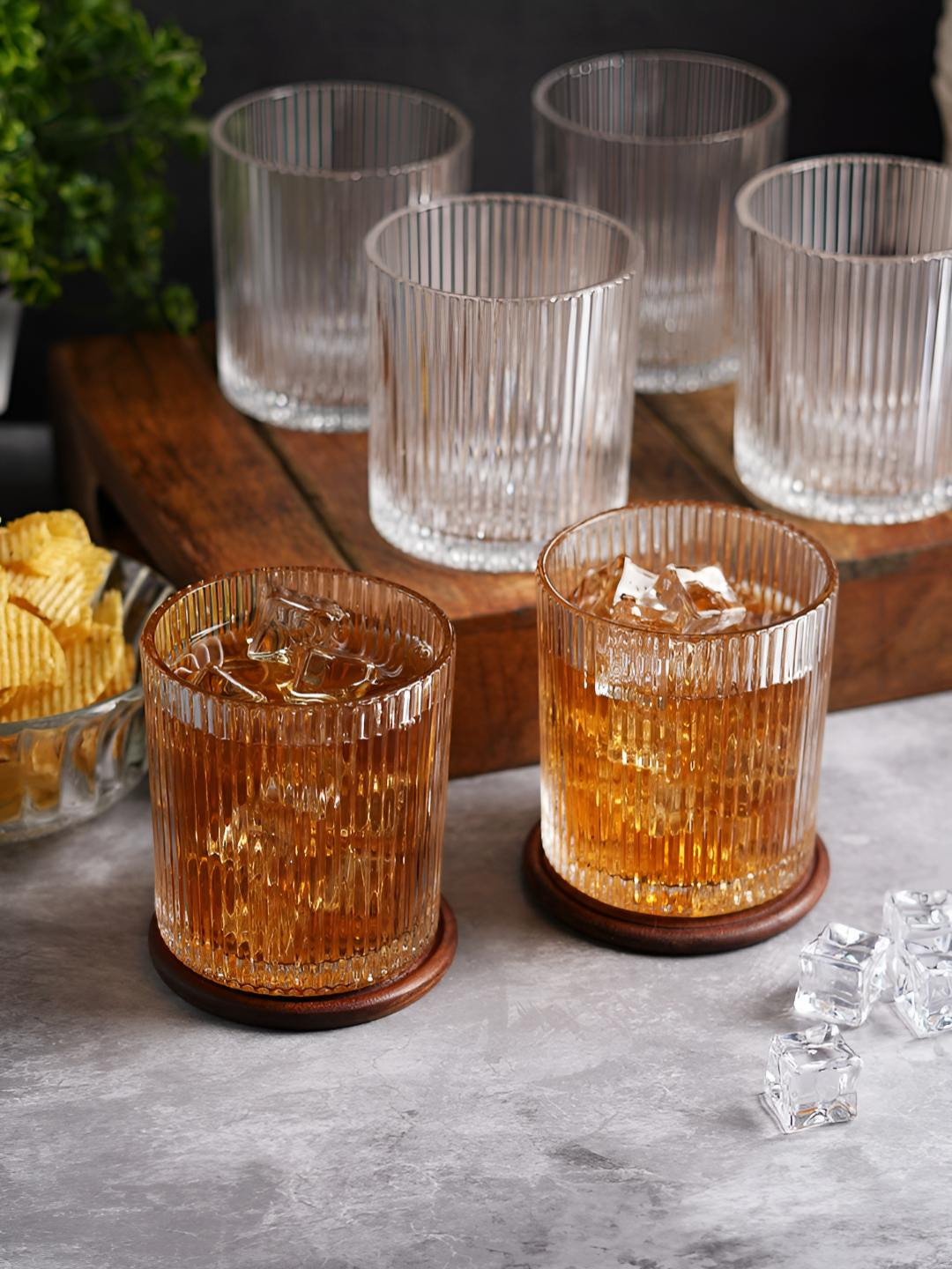 

Aura Transparent 6 Pieces Textured Bar Glasses 265 ml Each