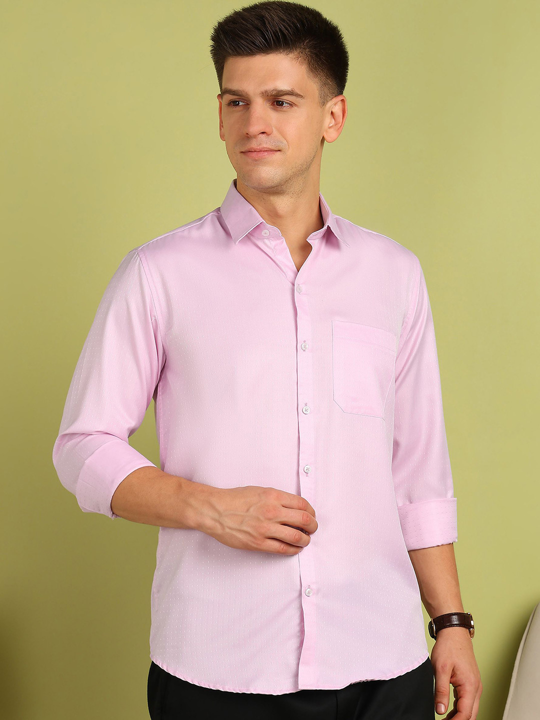 

FUBAR Men Solid Slim Fit Formal Shirt, Pink