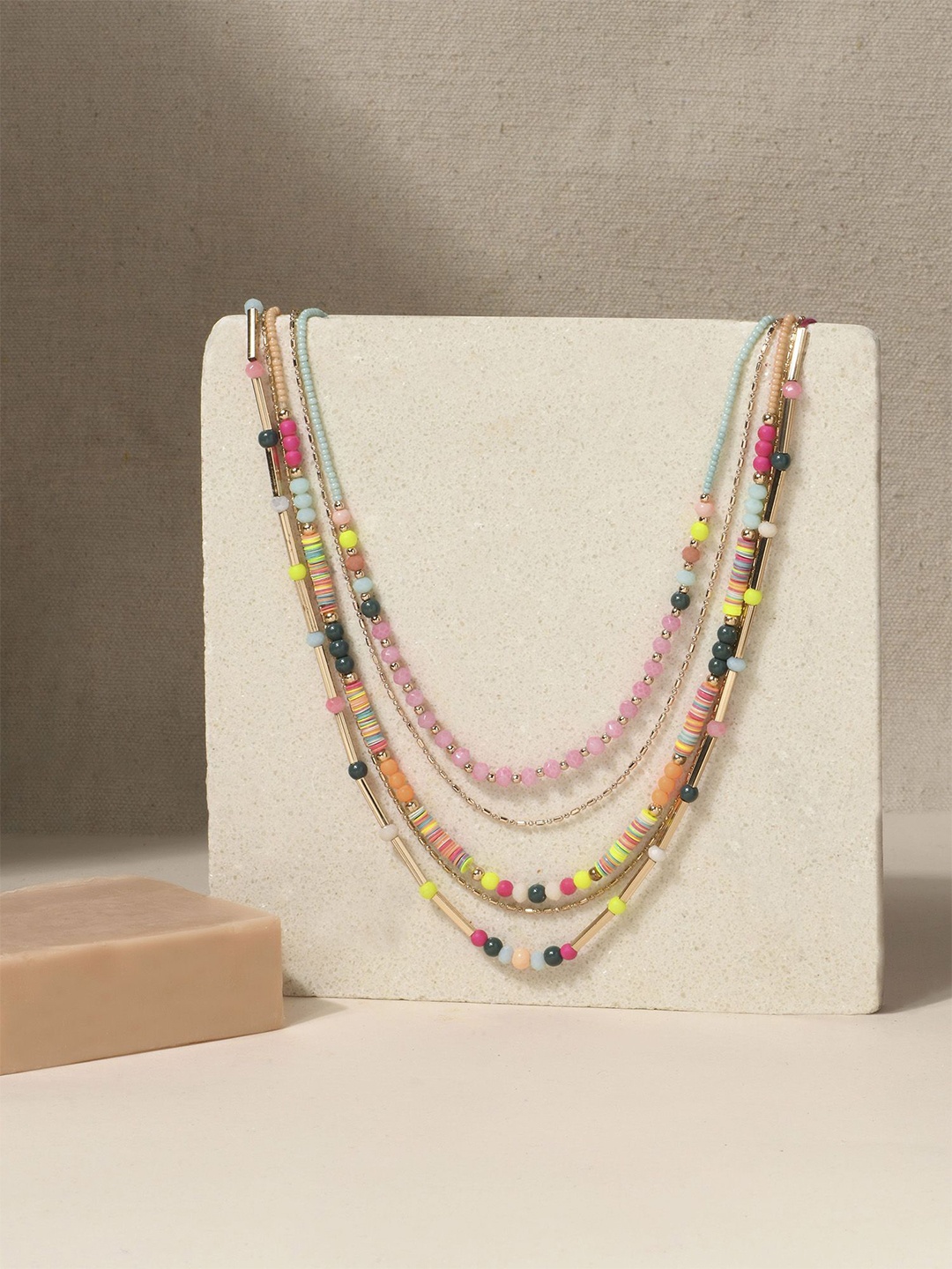 

Accessorize London Beaded Layered Necklace, Gold