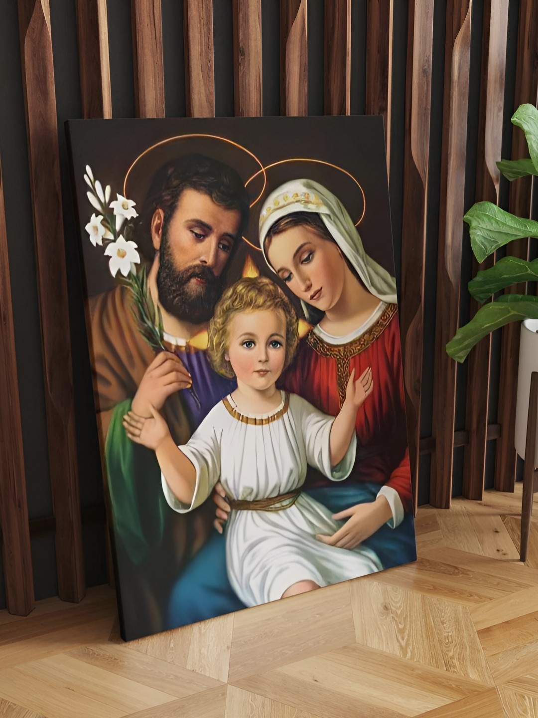

CLAWCRAFTS Red and White Wooden Religious Wall Painting