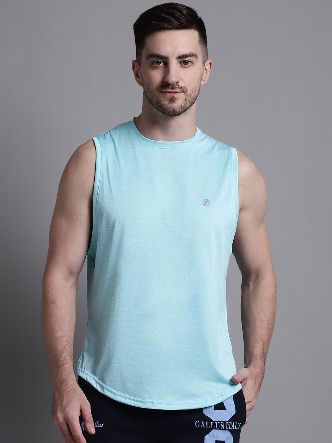 

Friskers Round Neck Sleeveless Innerwear Vests 260724MD646-2441-20, Turquoise blue