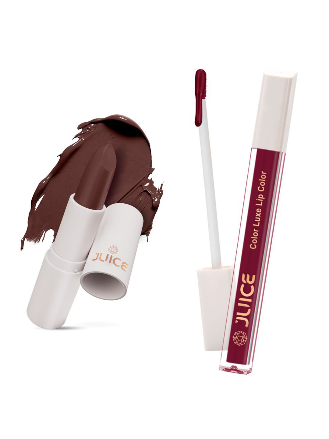 

JUICE Set of Color Luxe Lip Color 2.5ml & Kiss Sensation Lipstick 4g - Shade M18 & M15, Brown