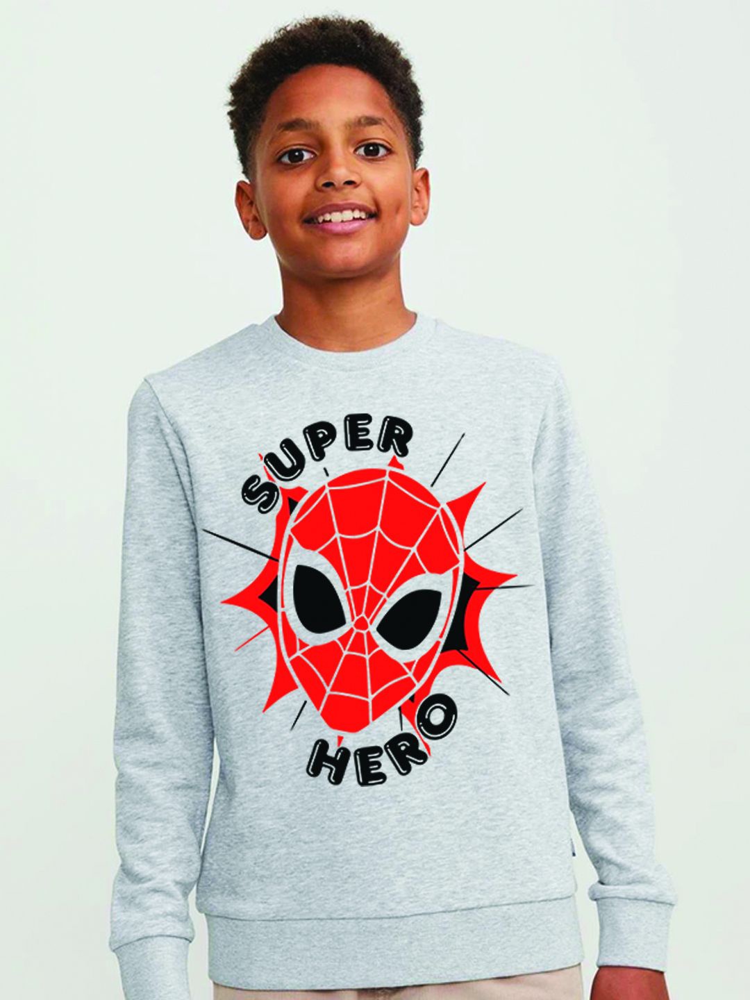 

KINSEY Boys Printed Sweatshirt, Grey melange