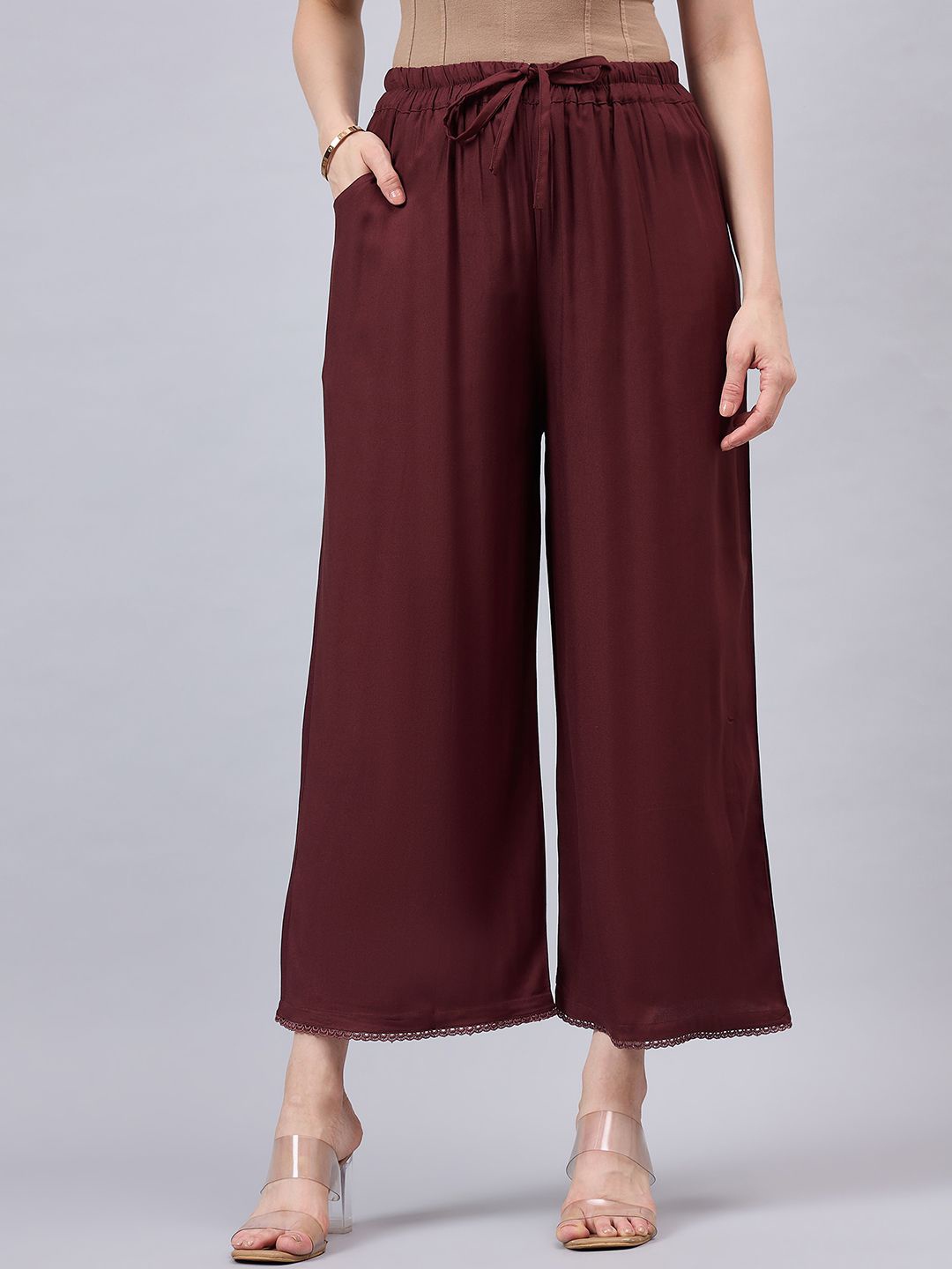 

THE PAJAMA FACTORY Women High Rise Palazzos, Brown