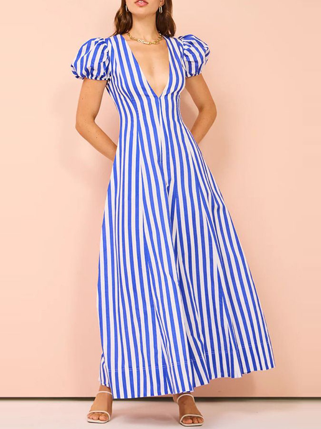 

StyleCast x Revolte Striped A-Line Maxi Dress, Blue