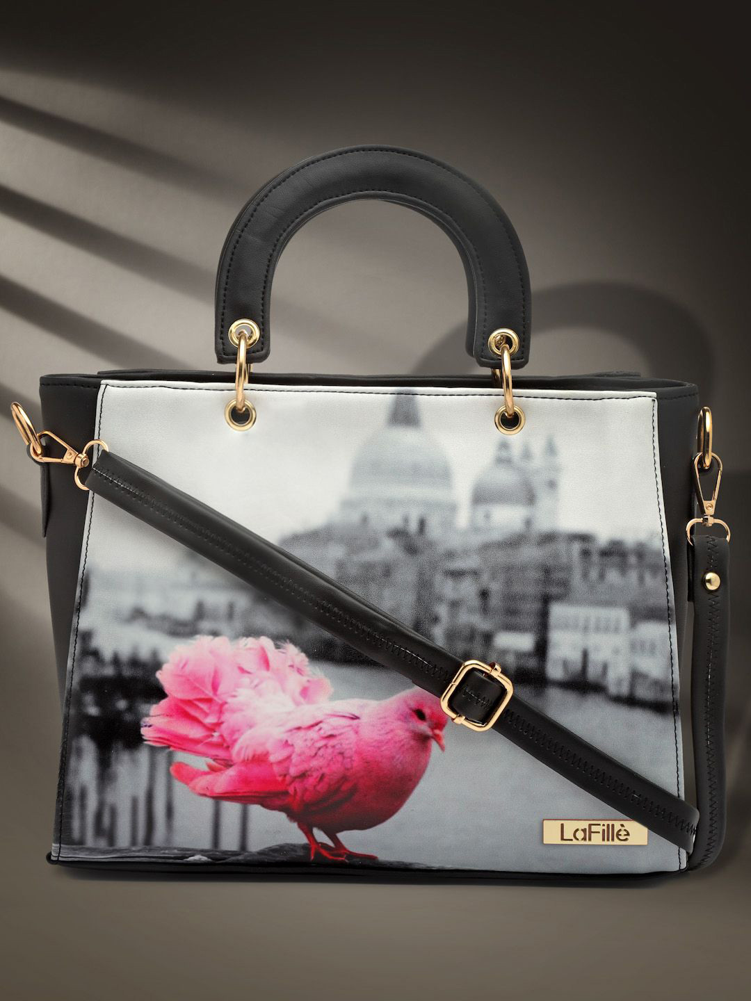 

LaFille Printed PU Structured Handheld Bag, White