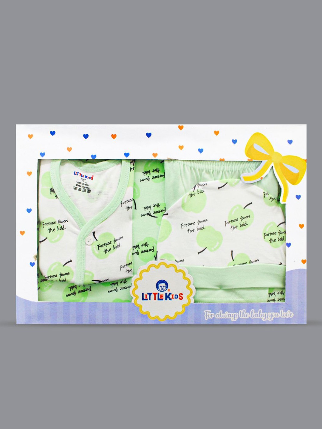 

Born Babies 4-Pcs Printed Cotton Baby Apparel Gift Set, Green