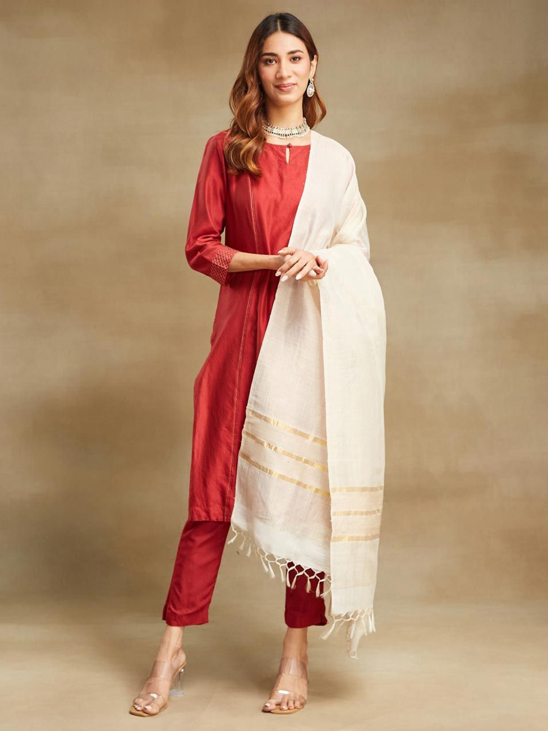 

Fabindia Woven Design Dupatta, Off white