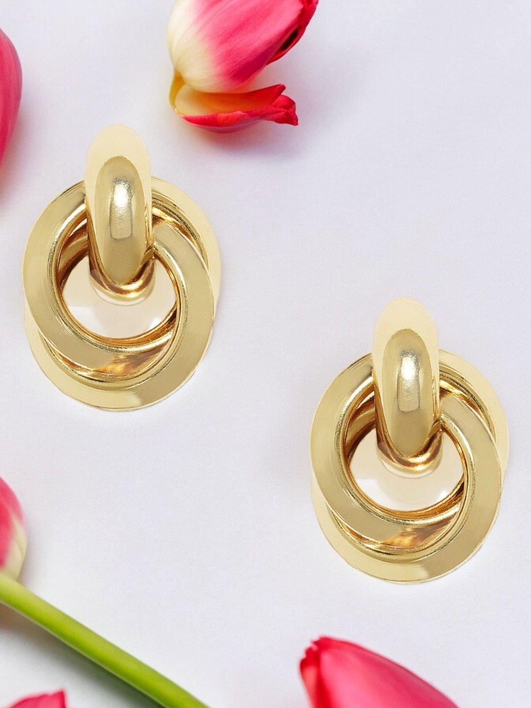 

fabula Vintage Retro Style Large Studs, Gold