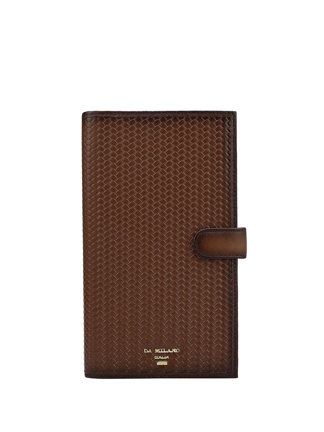 

Da Milano Unisex Textured Leather Two Fold Wallet, Brown