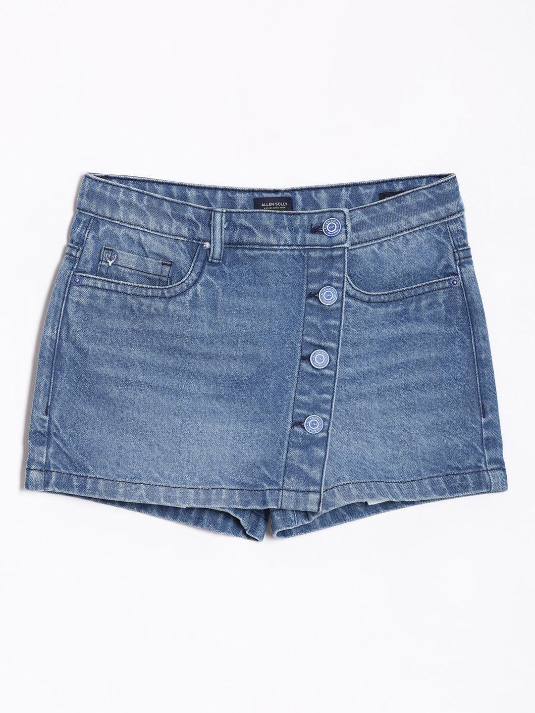 

Allen Solly Junior Girls Washed Denim Shorts, Blue