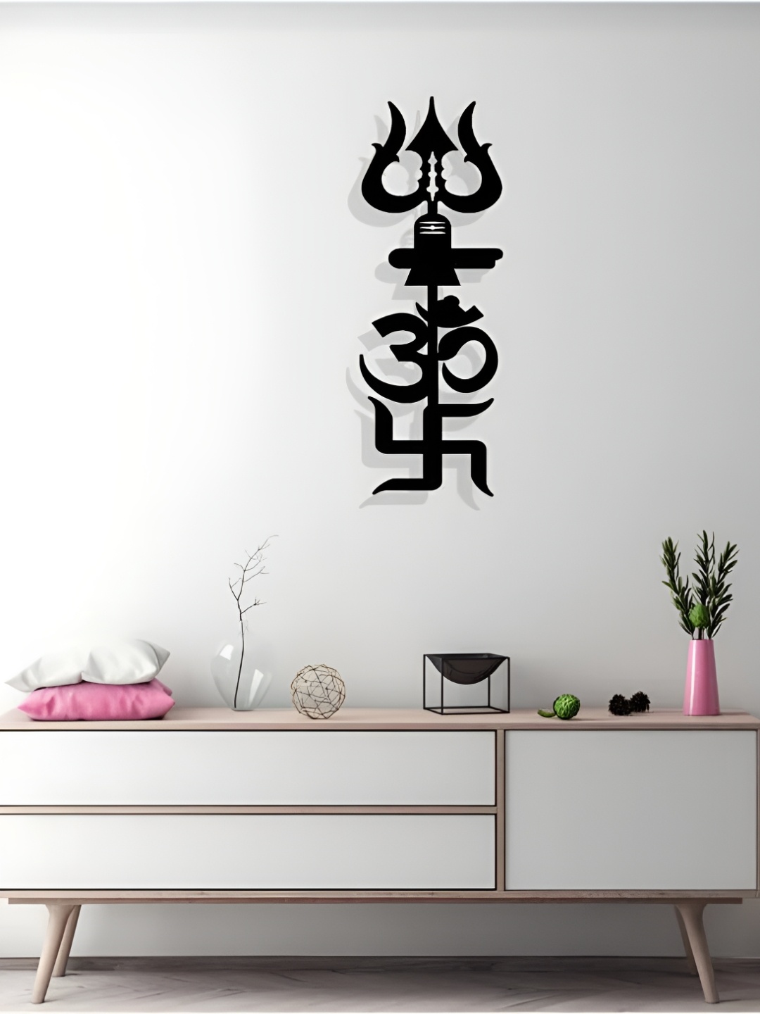 

ARTROOMS Black Om Swastik Metal Wall Hanging