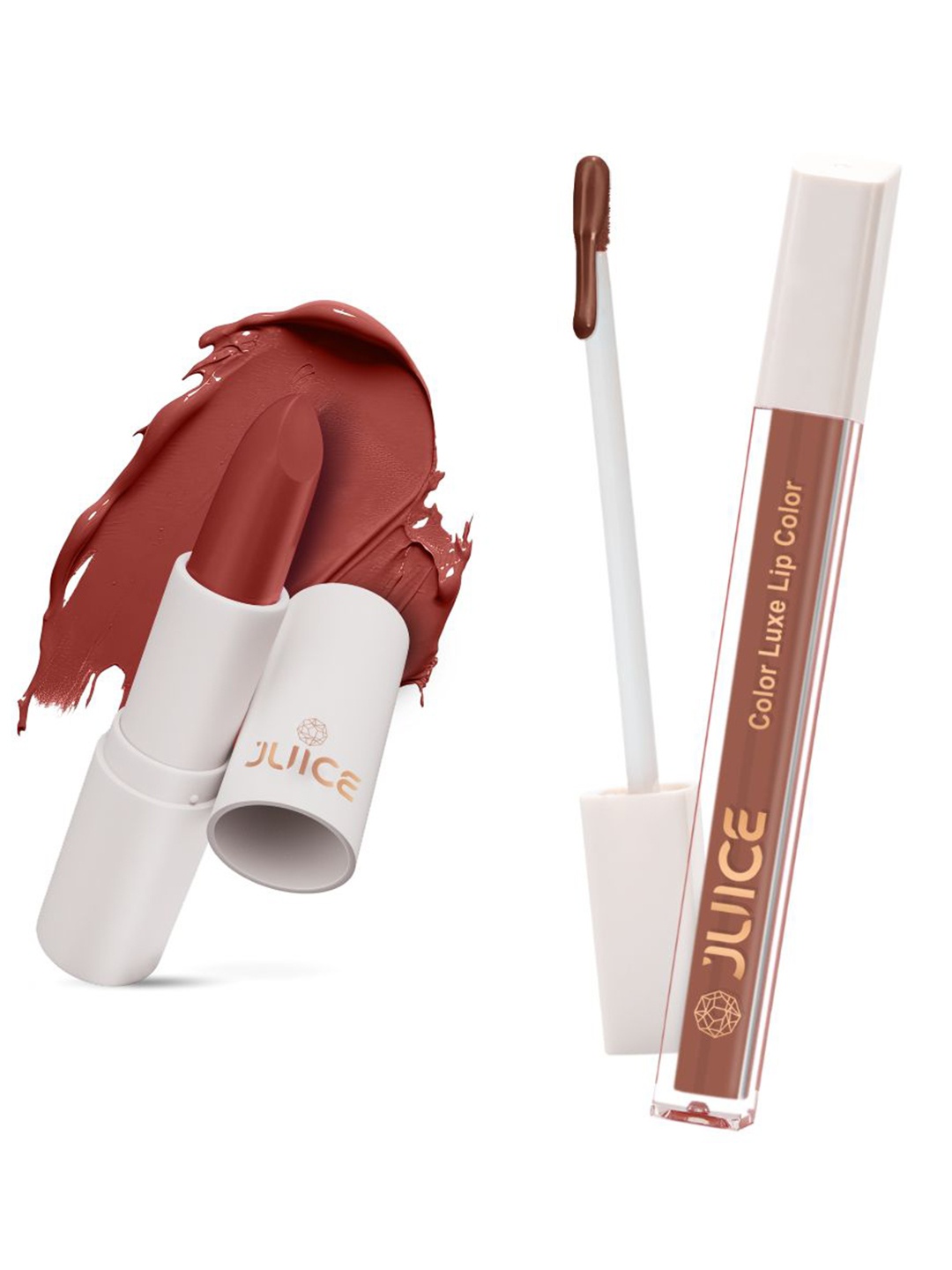 

JUICE Set of Color Luxe Lip Color 2.5ml & Kiss Sensation Lipstick 4g - Shade M19 & M11, Brown