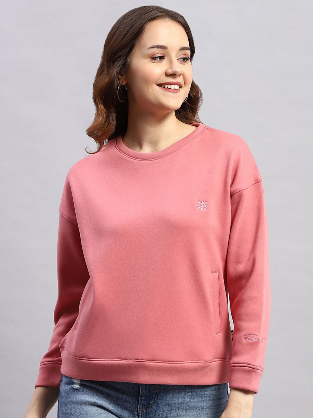 

rock.it Women Solid Knitted Sweatshirt, Pink