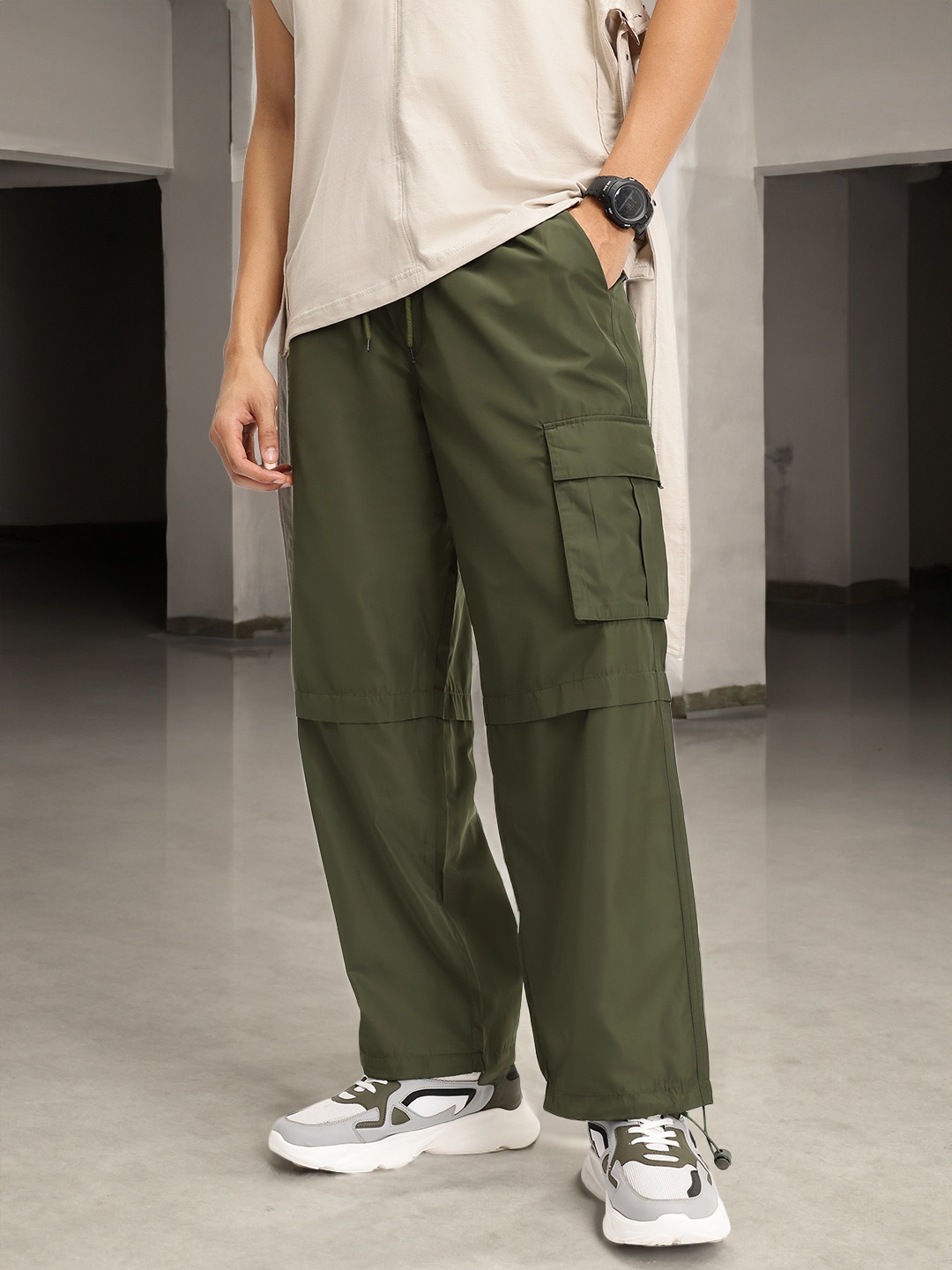 

Kook N Keech Men Cargo Chaos Utility Baggy Pants, Olive