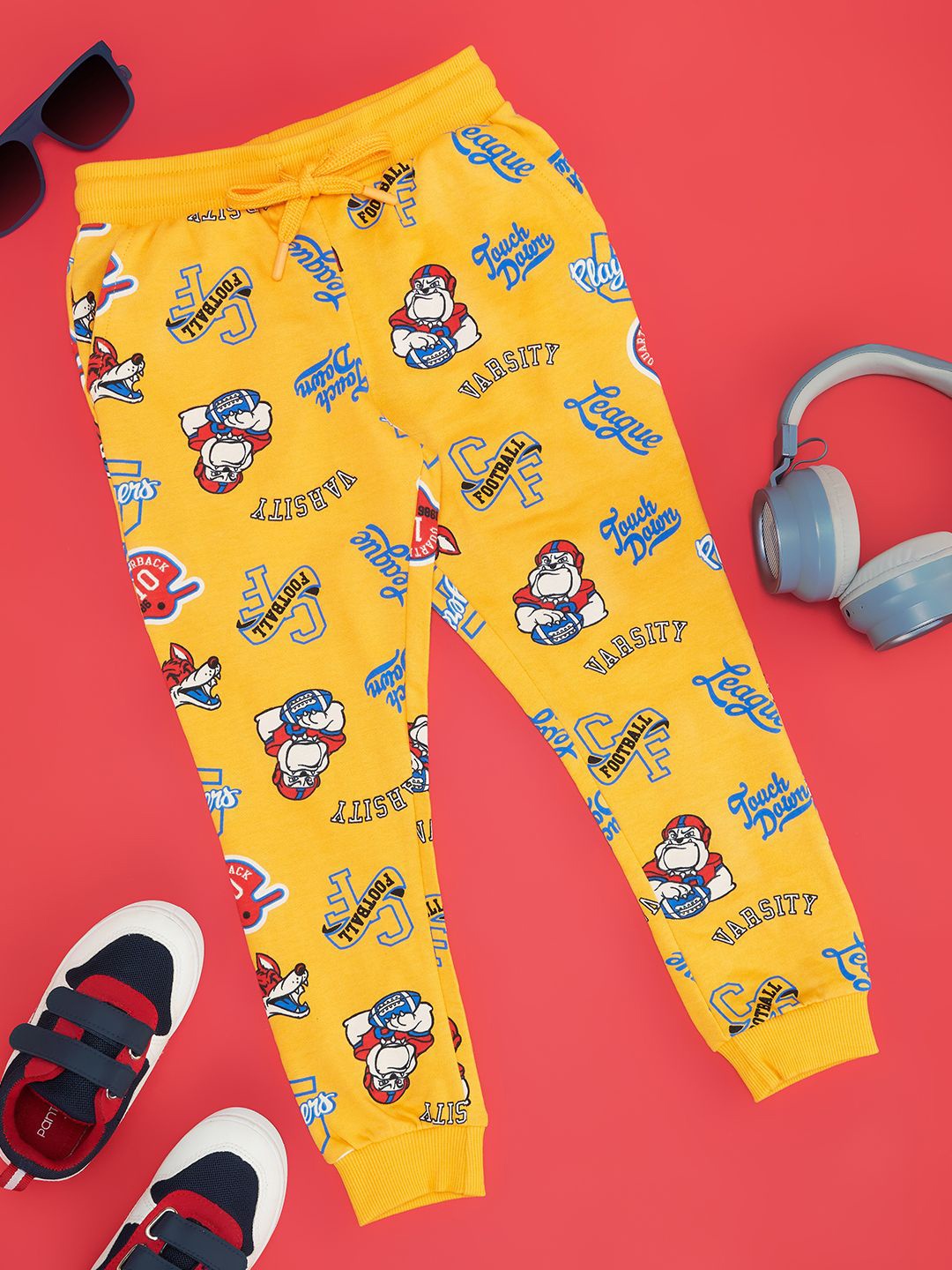 

Pantaloons Junior Cartoon Characters Boys Printed Pure Cotton Joggers, Yellow