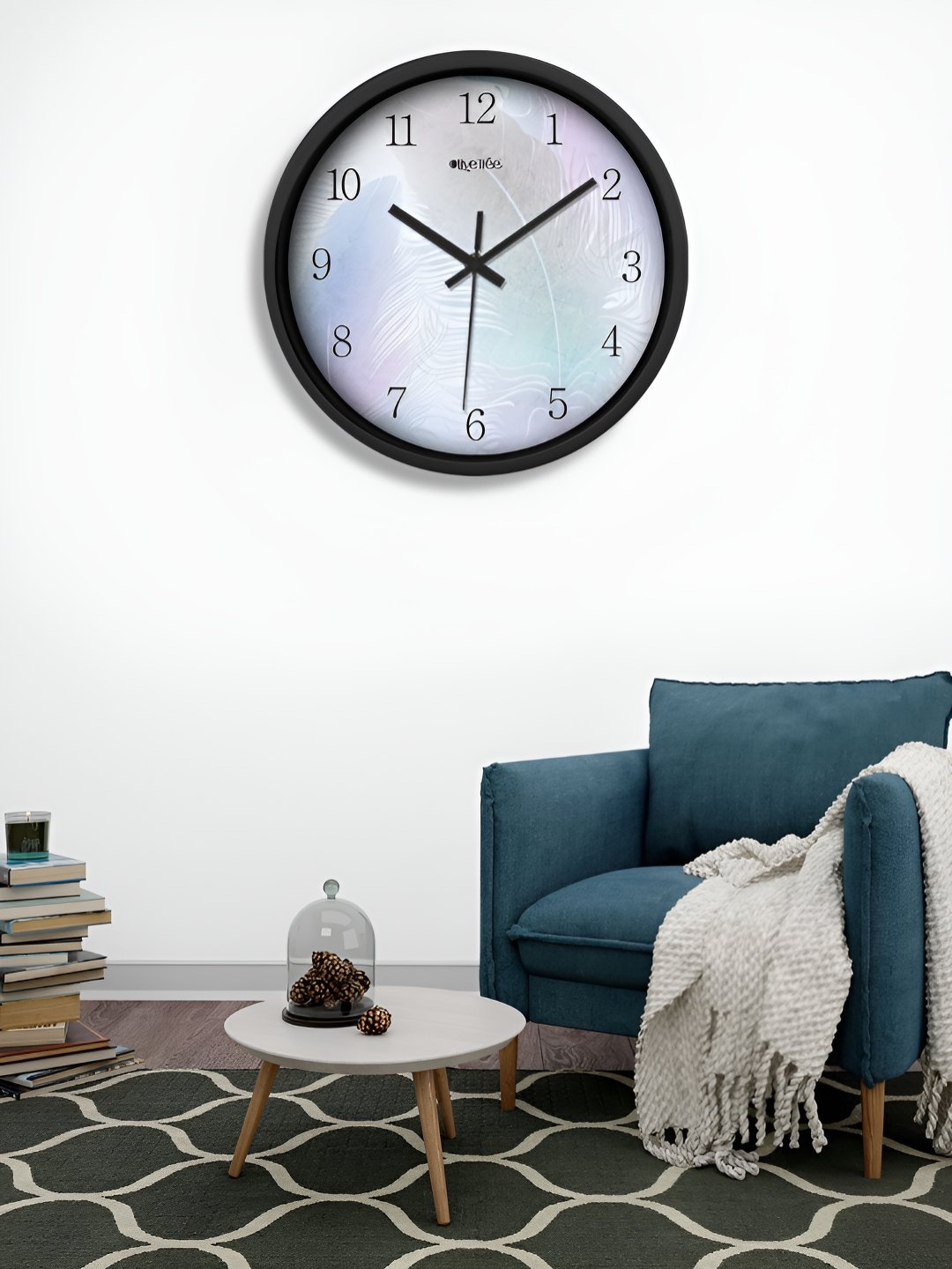 

OLIVE TREE Black & Blue Printed Contemporary Analogue Round Wall Clock