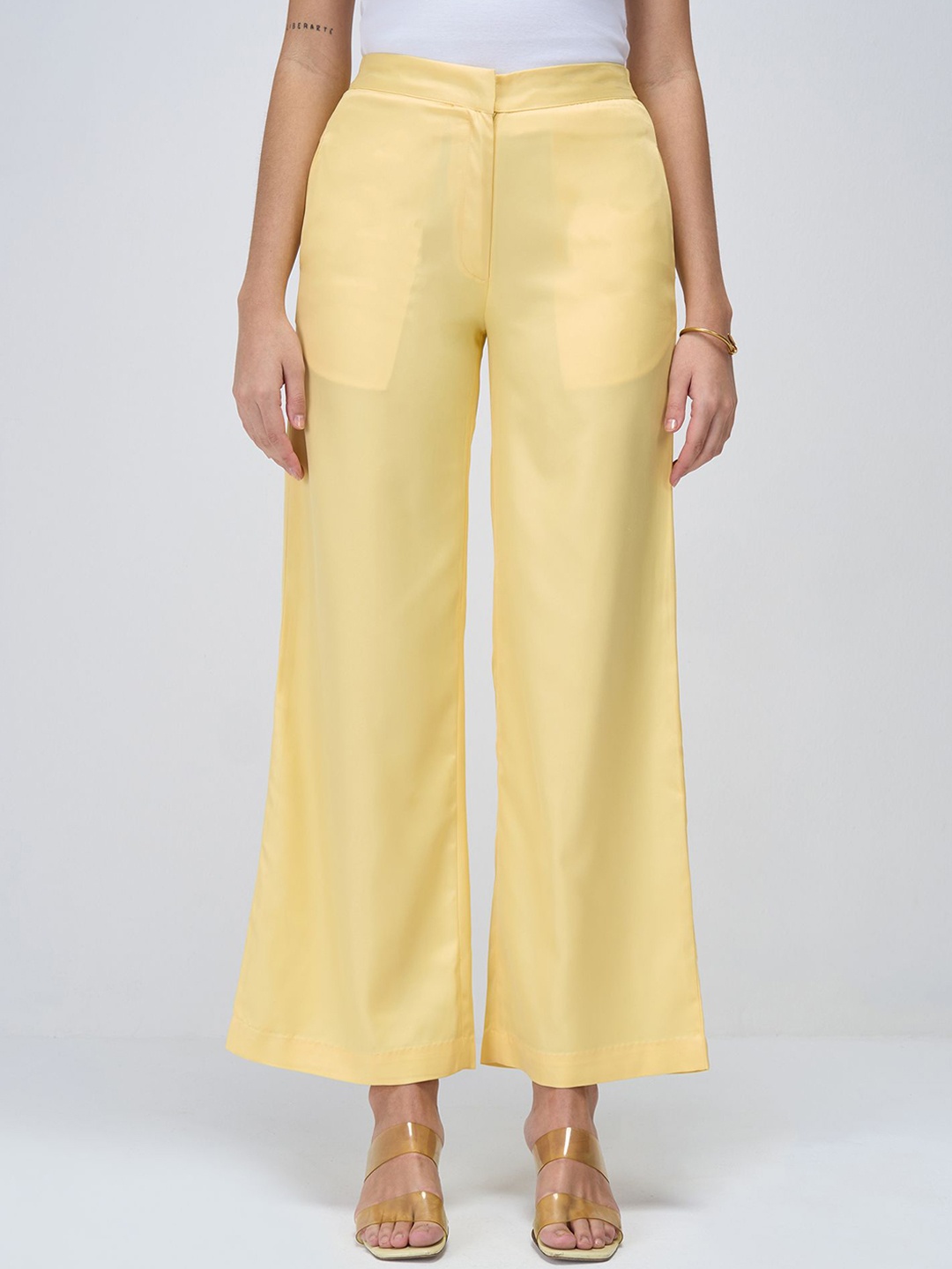 

SALT ATTIRE Women Smart Parallel Trousers, Yellow