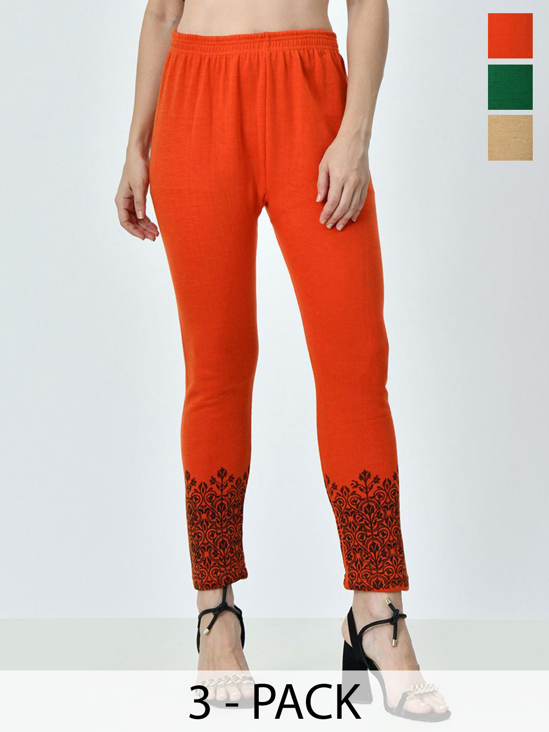 

BAESD Pack Of 3 Printed Ankle-Length Leggings, Multi