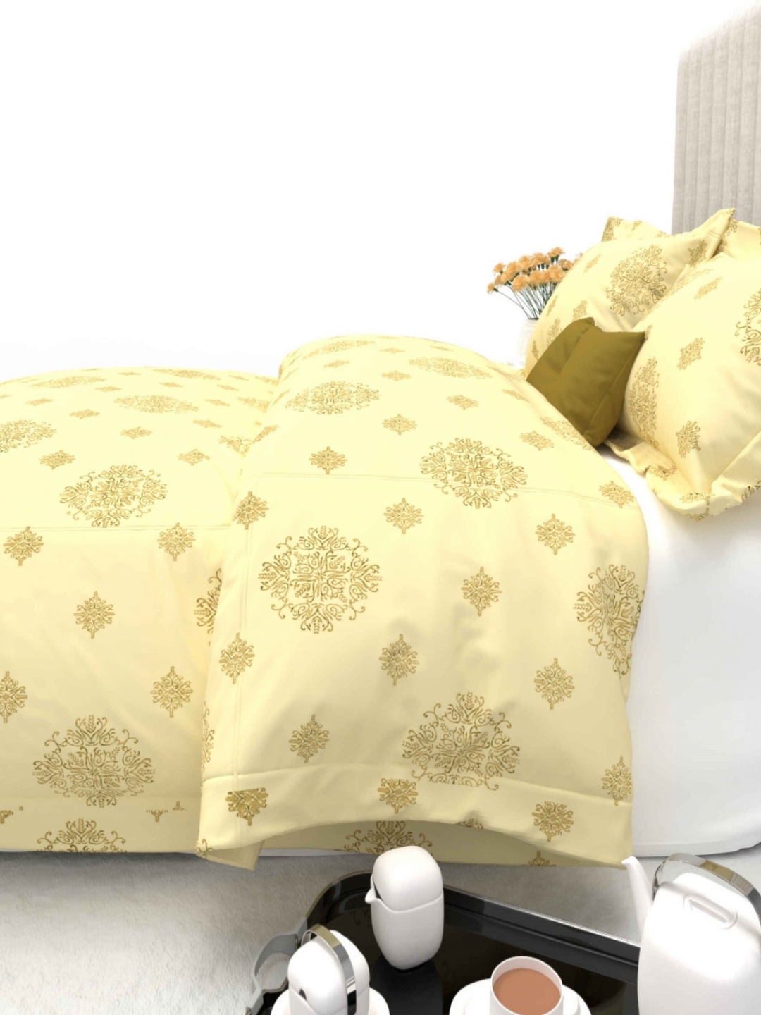 

THE WHITE MOSS Purple Ethnic Motifs 600 TC King Bedsheet with 2 Pillow Covers
