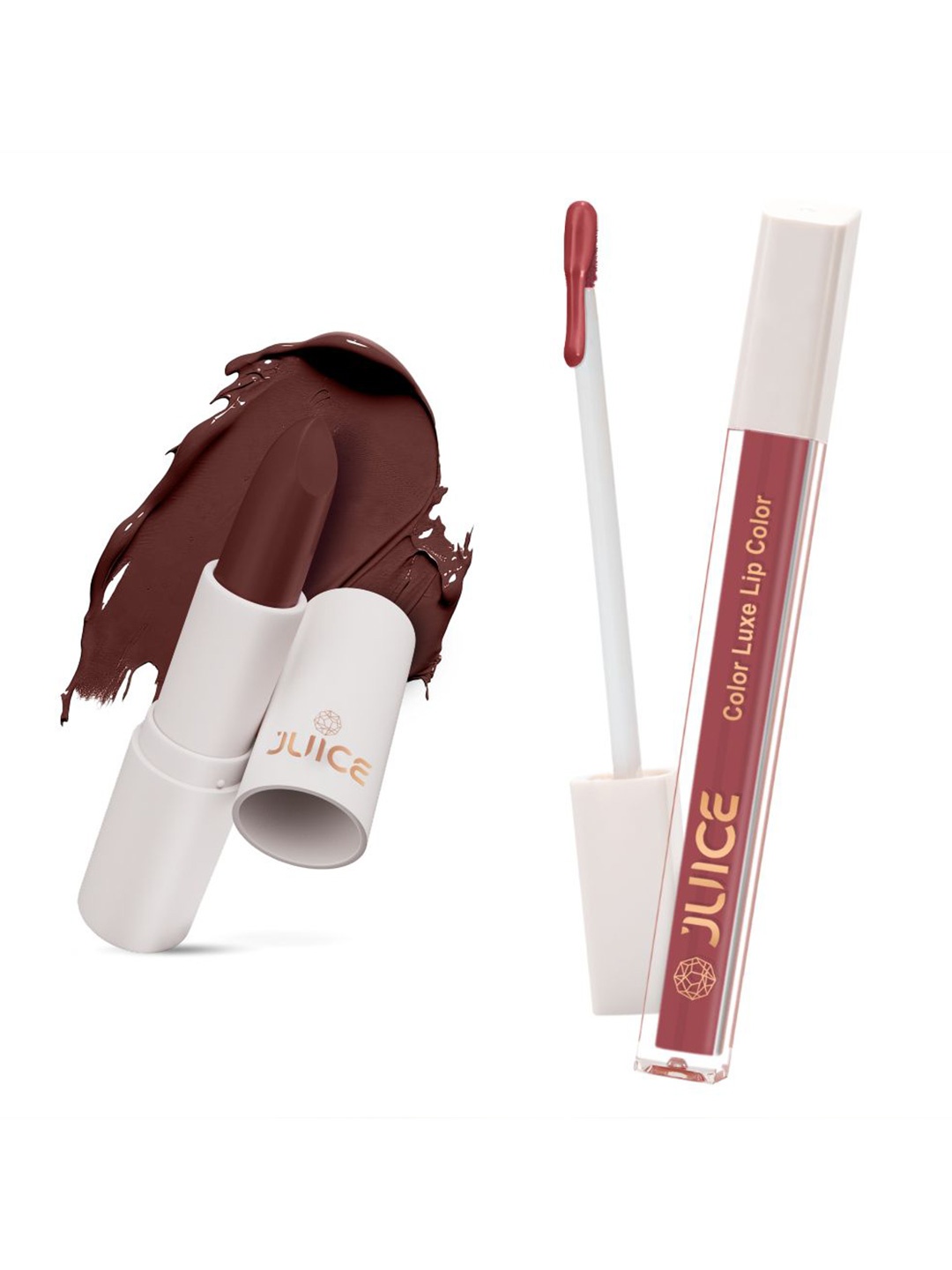 

JUICE Kiss Sensation & Color Luxe Set Of 2 With Bio Retinol Lipstick-4gm Each-M07 & M16, Brown