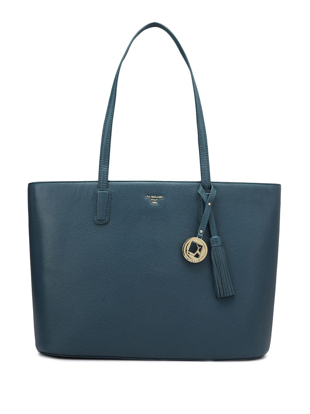 

Da Milano Leather Structured Shoulder Bag with Tasselled, Blue