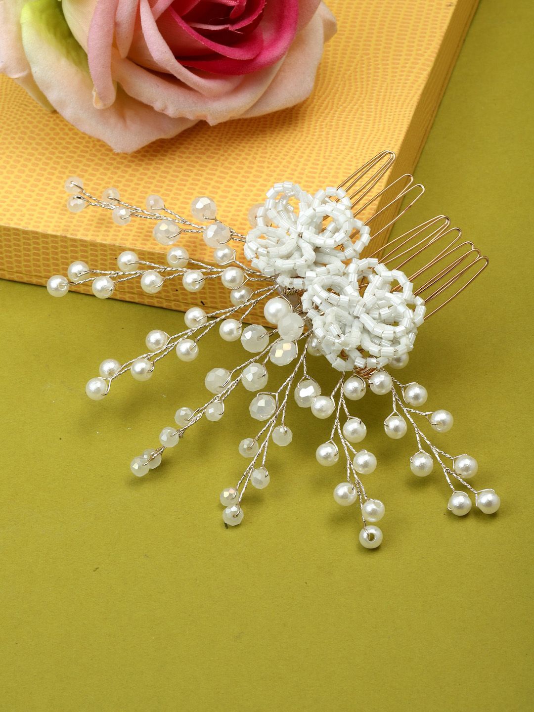

VOGUE HAIR ACCESSORIES Women Embellished Comb Pin, White