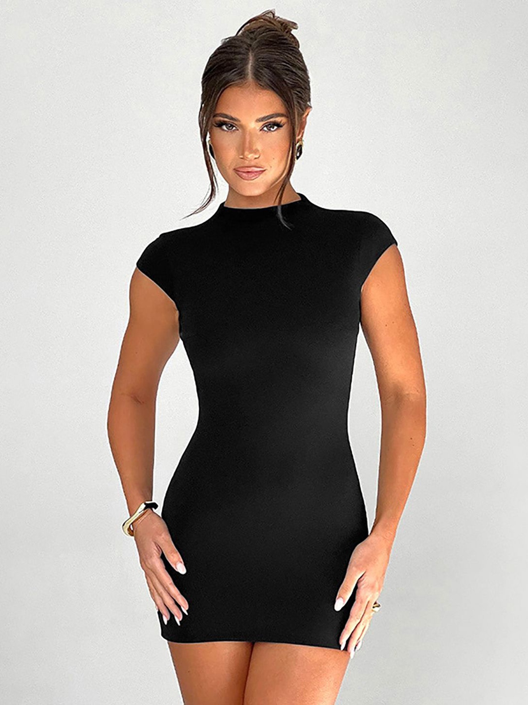 

StyleCast x Revolte Mock Neck Bodycon Mini Dress, Black