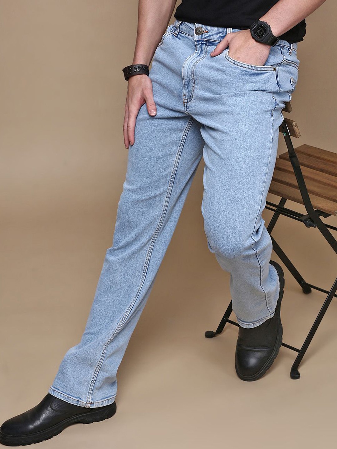 

The Roadster Lifestyle Co Men No Faded Bootcut Jeans, Blue
