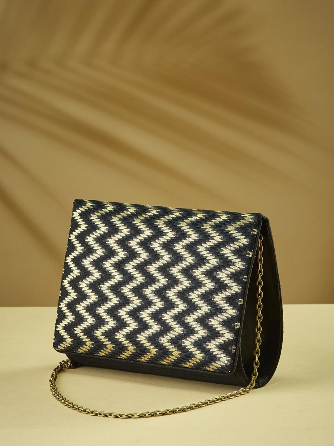 

Fabindia Brocade Printed Purse Clutch, Black
