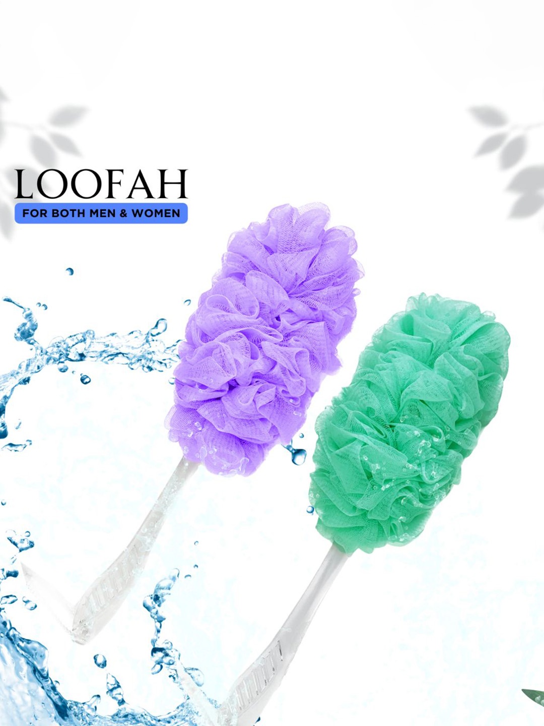 

CareDone Set of 2 Soft Long Loofah with Handle, Green