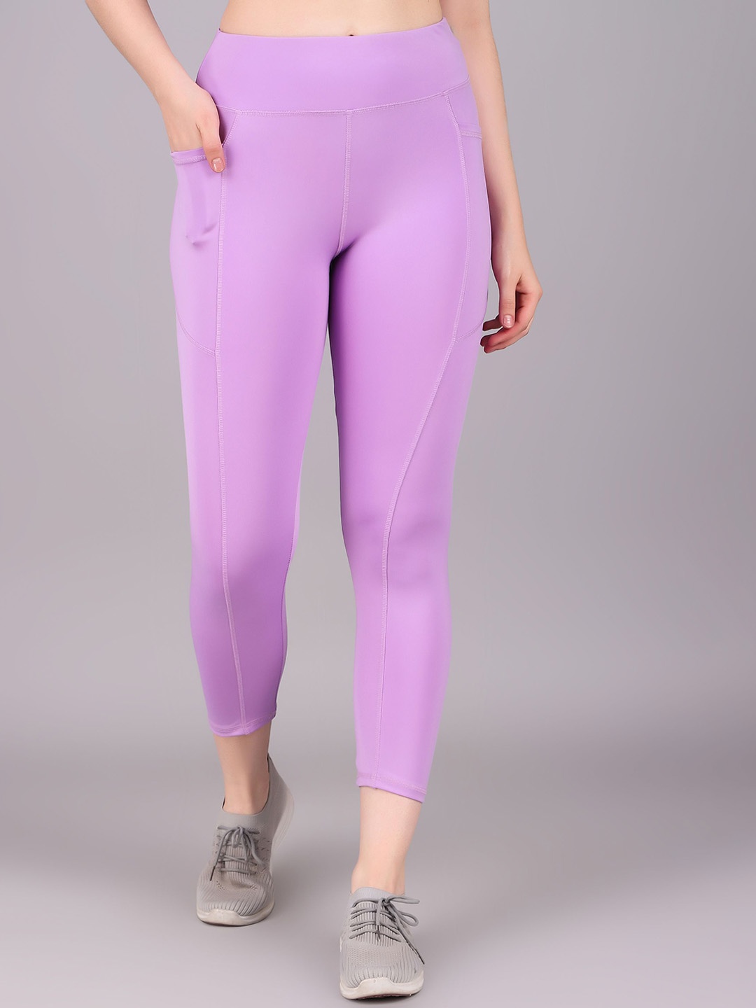 

COSVOS Women Slim-Fit Ankle-Length Gym Tights, Lavender